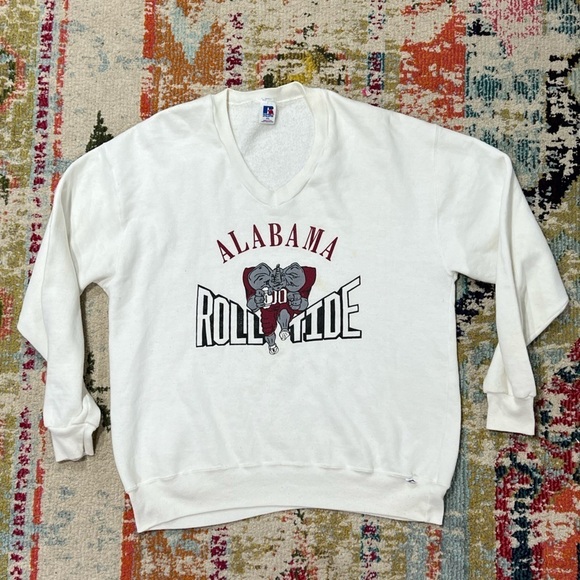 Vintage 1980s University of Alabama Crimson Tide Vneck NCAA College Sweatshirt - Picture 1 of 4